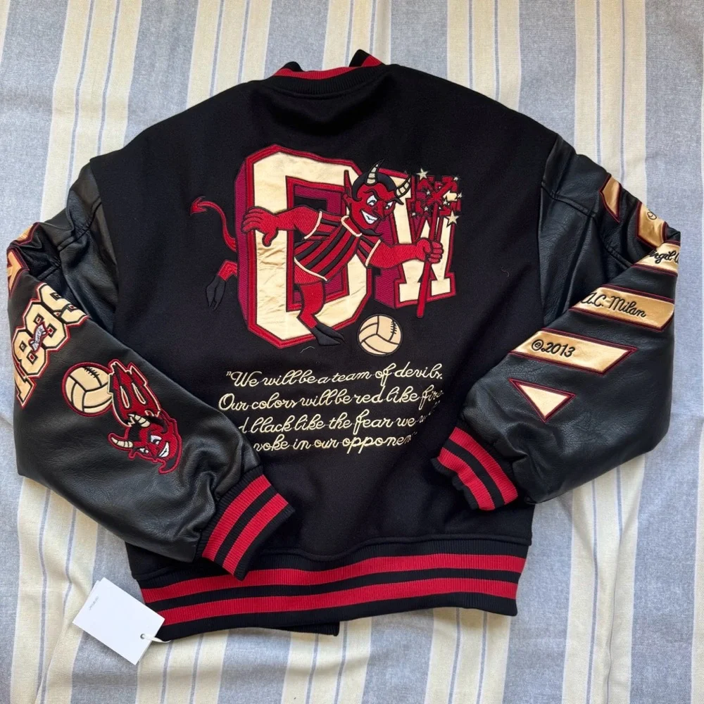 Off-White x AC Milan 125th Anniversary Embroidered Varsity Jacket - Picture 2 of 11